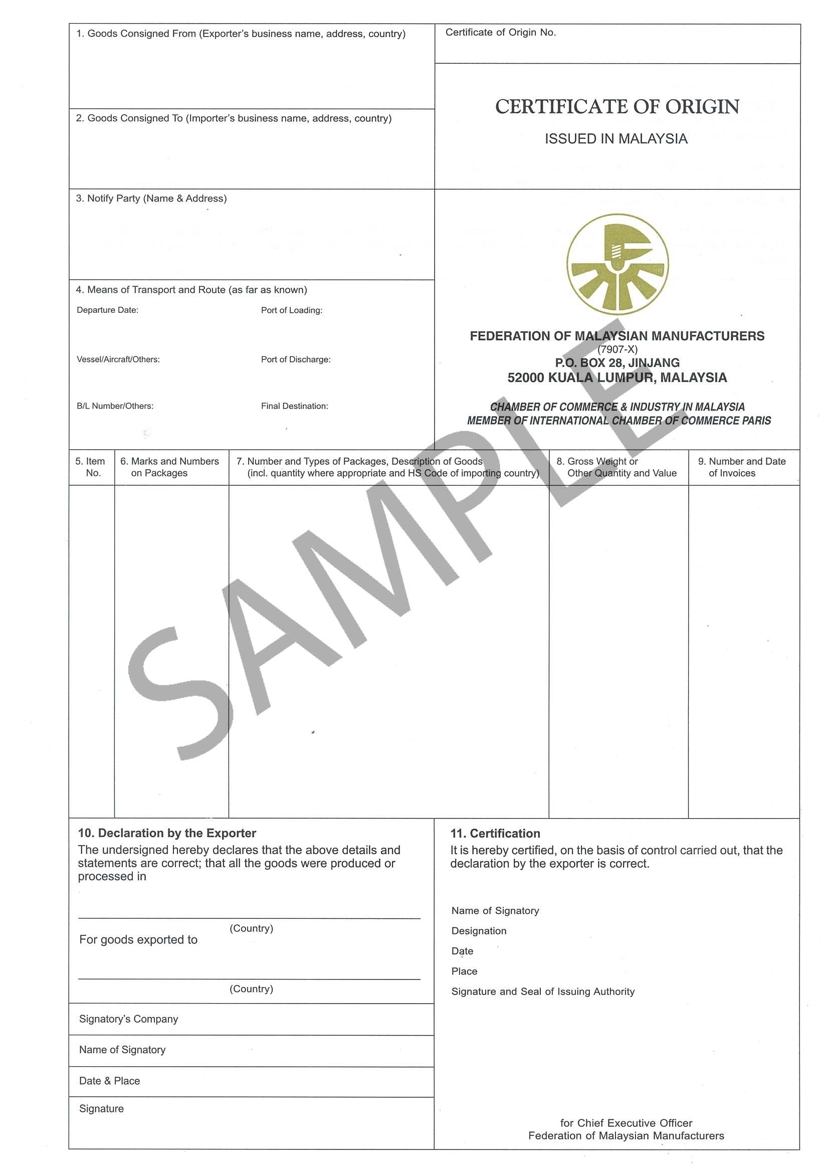 Sample Certificate Of Origin IndiaFilings Learning Centre