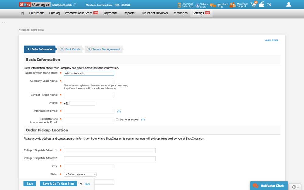 Shopclues Seller Registration Platform