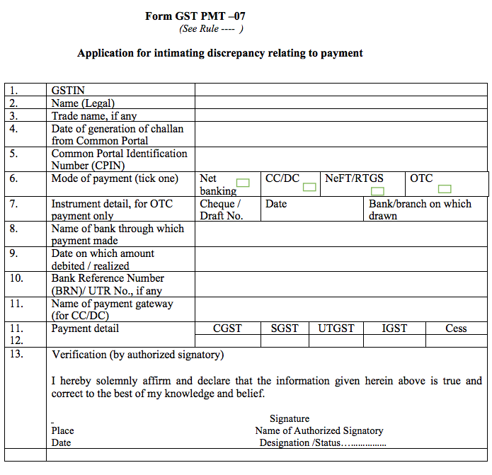 GST Form PMT-07