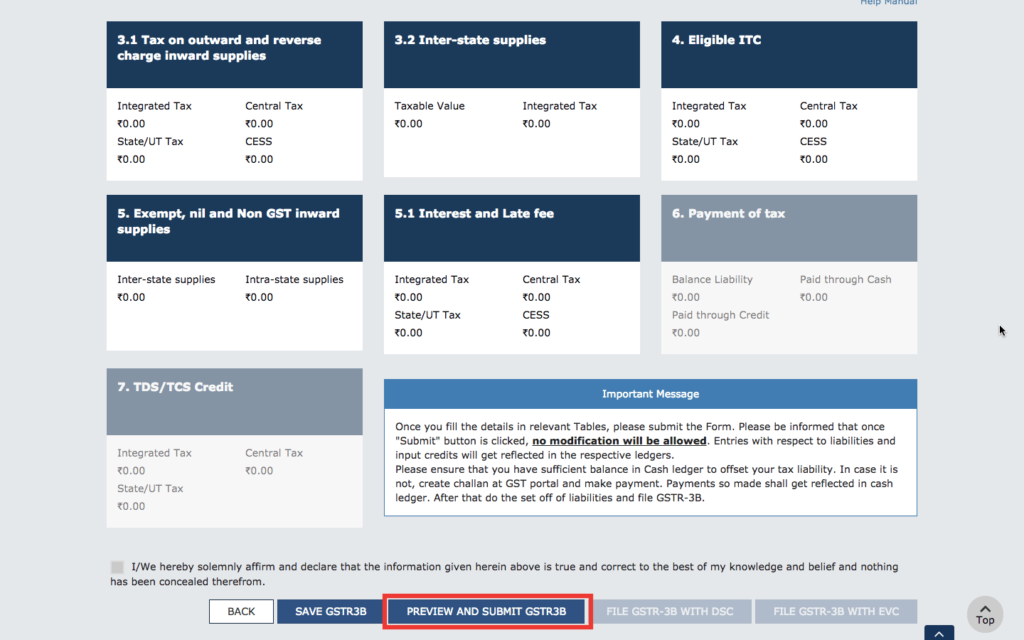 Submit GSTR3B Return