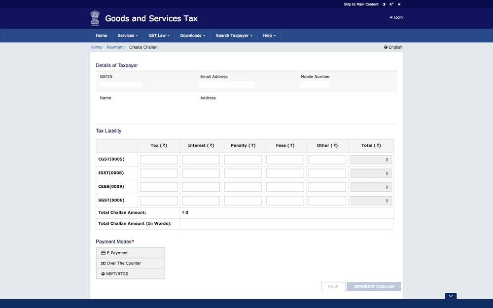 GST Payment Challan