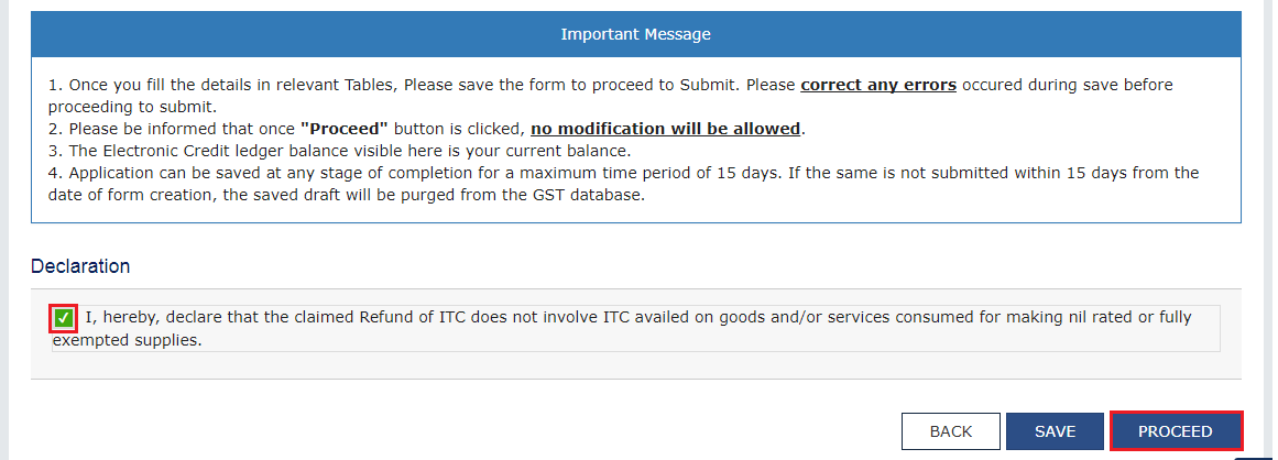 Step 4A - Unutilised Input Tax Credit Refund