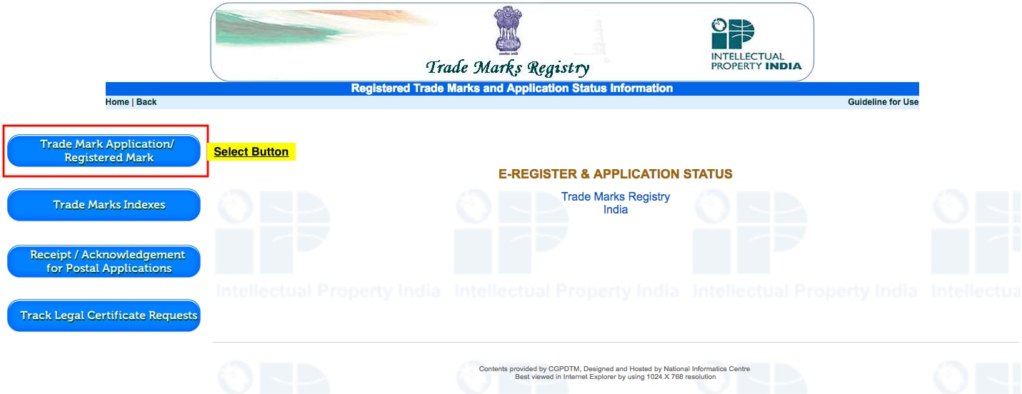 IPINDIA - Check Trademark Status 
