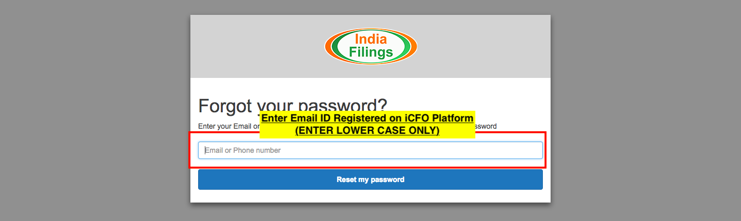 iCFO Password Reset - Step 3