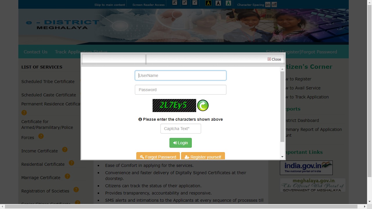 Meghalaya-Permanent-Residence-Certificate-Login-into-Portal