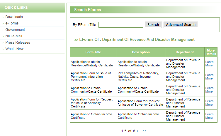 Puducherry-Residence-Certificate-Search-e-Forms