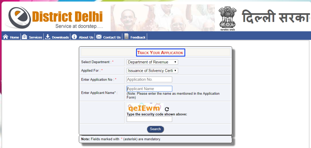 Delhi-Solvency-Certificate-Track-Application-Status