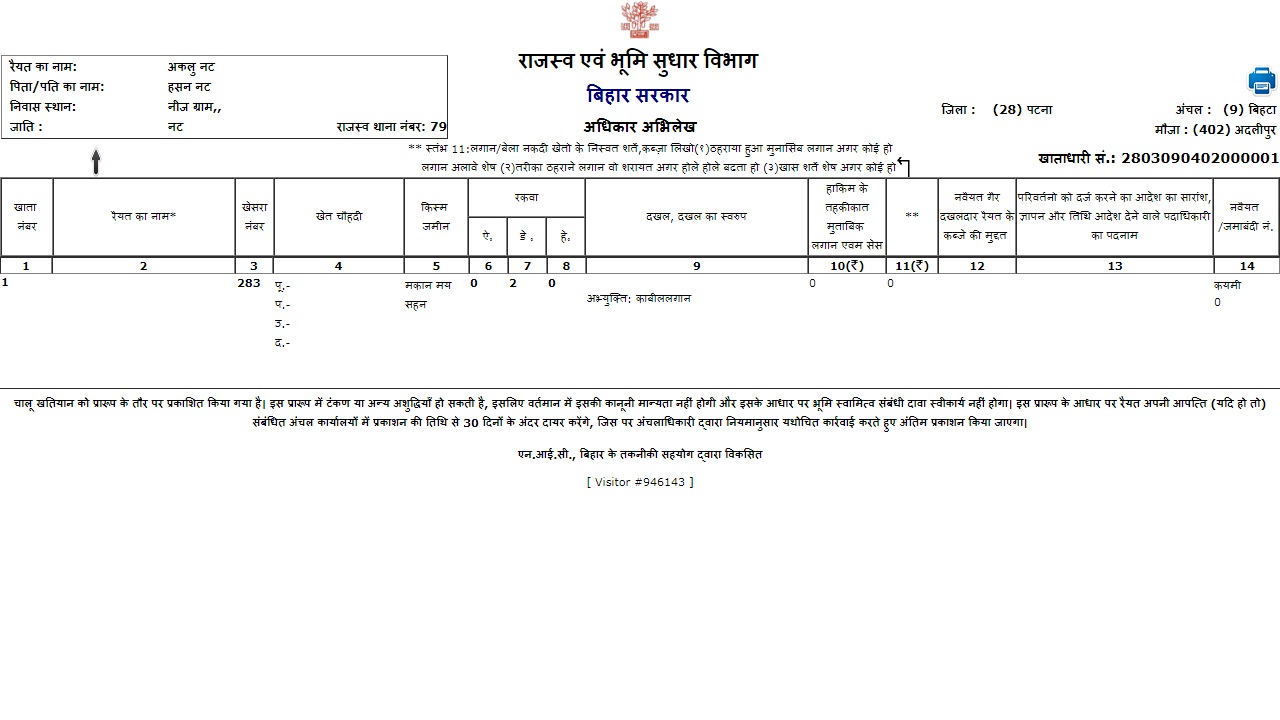 Image 6 Bihar Records of Rights