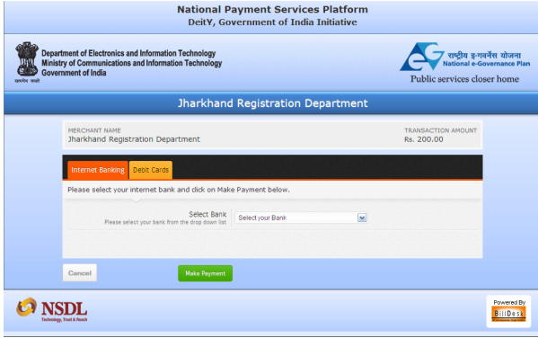 Jharkhand Non-Encumbrance Certificate Payment