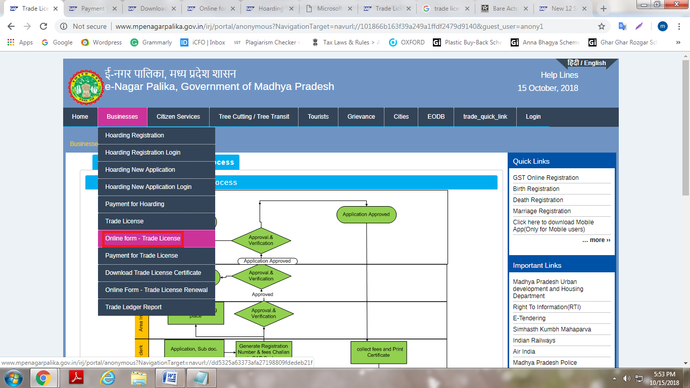 Madhya Pradesh Trade License Online Form