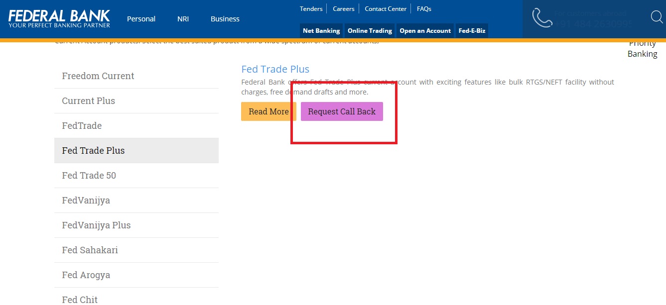 Step 5- Federal Bank Current Account