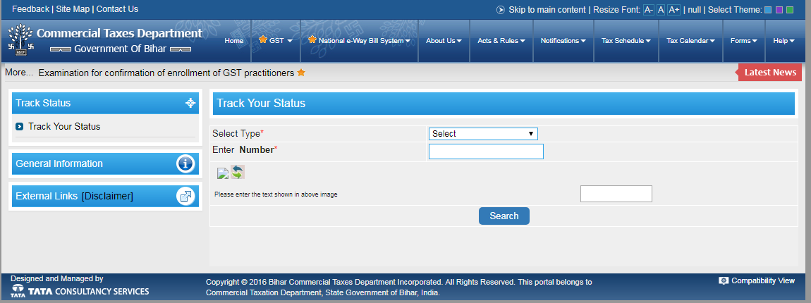 Track Status - Bihar Professional Tax