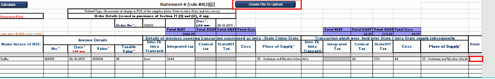 GST Refund- Intra-State Supply & Inter-State Supply-Upload-File