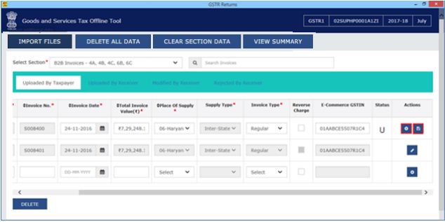 Image 11 Modify GSTR 1 Return File Using Returns Offline tool