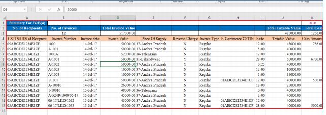 Image 11 Procedure to File GSTR 1 using Returns Offline Tool