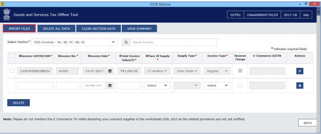 Image 12 Procedure to File GSTR 1 using Returns Offline Tool