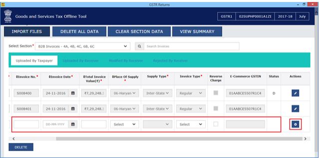 Image 14 Modify GSTR 1 Return File Using Returns Offline tool