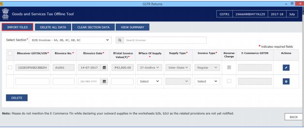 Image 16 Procedure to File GSTR 1 using Returns Offline Tool