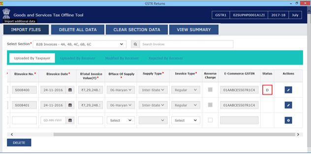 Image 17 Modify GSTR 1 Return File Using Returns Offline tool