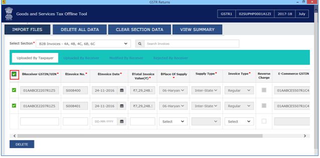 Image 18 Modify GSTR 1 Return File Using Returns Offline tool