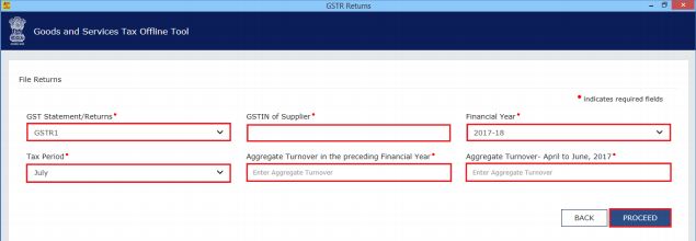 Image 2 Procedure to File GSTR 1 using Returns Offline Tool