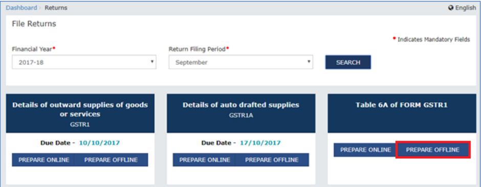 Image 7 Filing Table 6A of GSTR 1