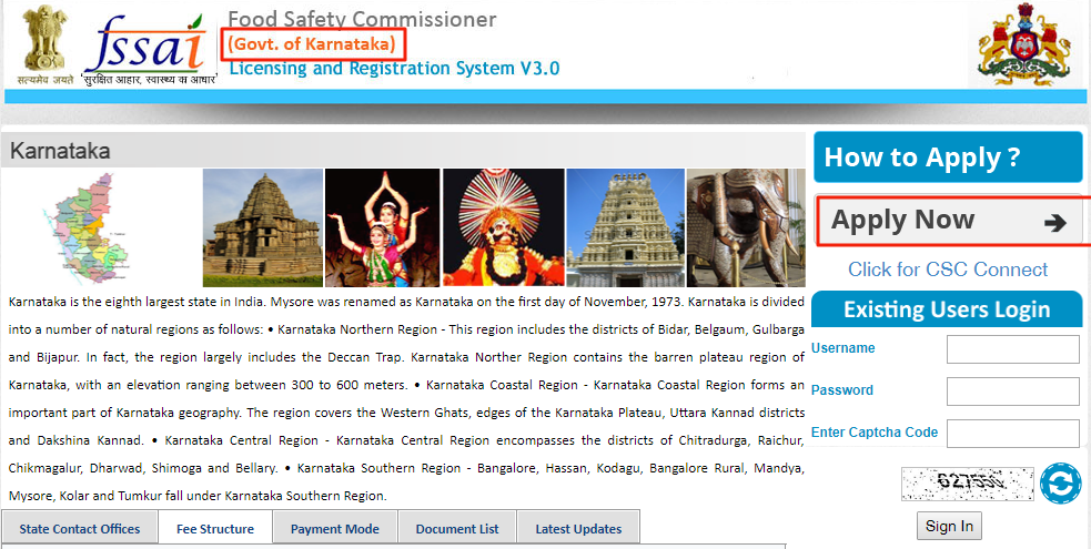 Karnataka FSSAI Registration and License - HomePage