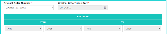 Orginal Order Issue Date and Tax period