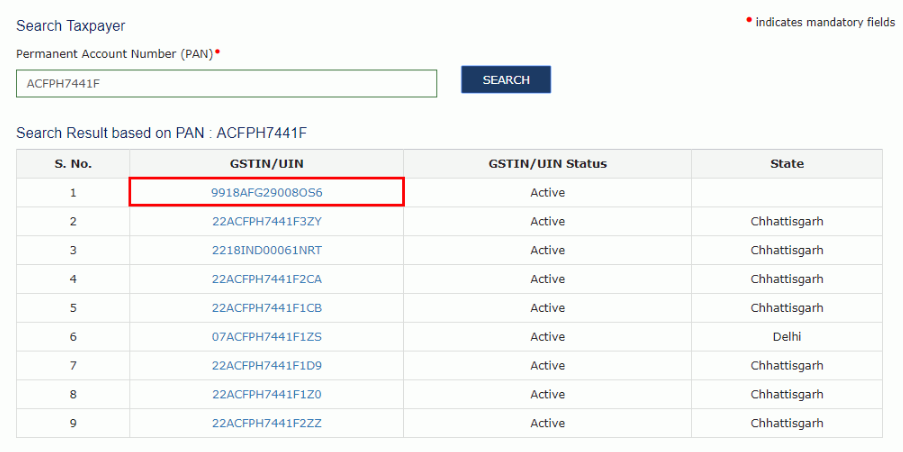 Search GST Number Using PAN GST Portal Procedure IndiaFilings