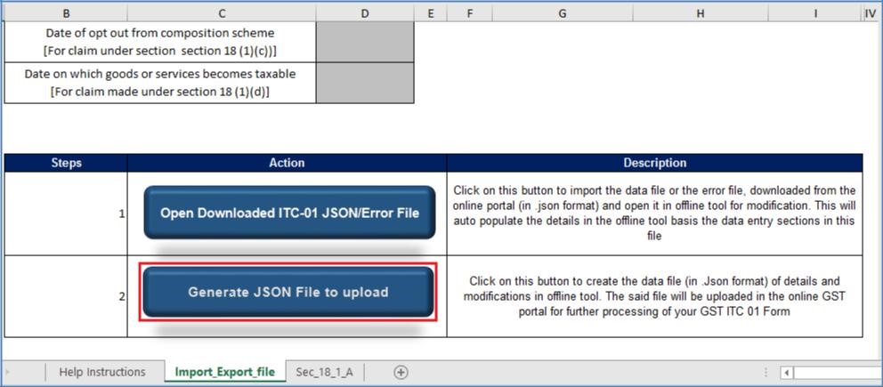 Step 11- Form GST ITC-01 Offline Tool