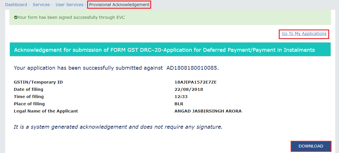 Step 12-Applying for Deferred Payment of GST