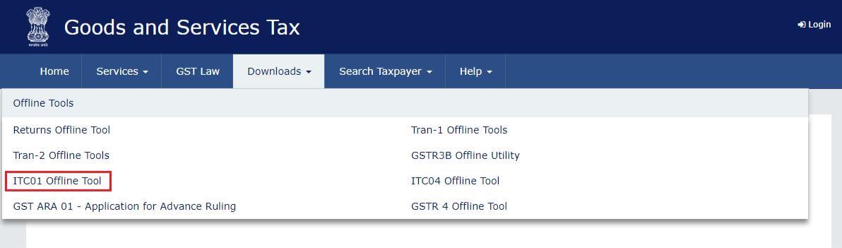 Step 2- Form GST ITC-01 Offline Tool