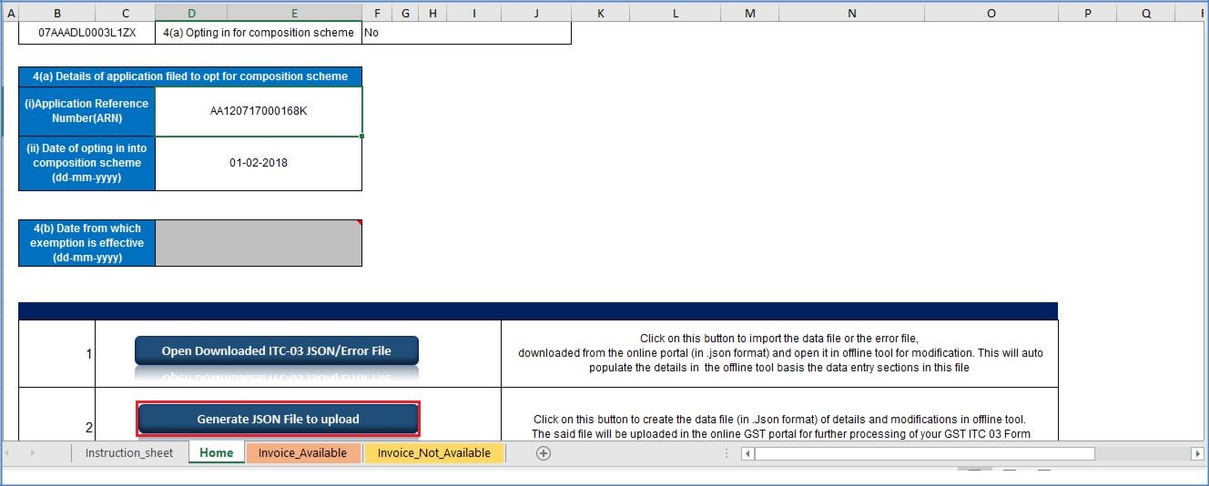 Step 4- Offline Filing of Form GST ITC-03