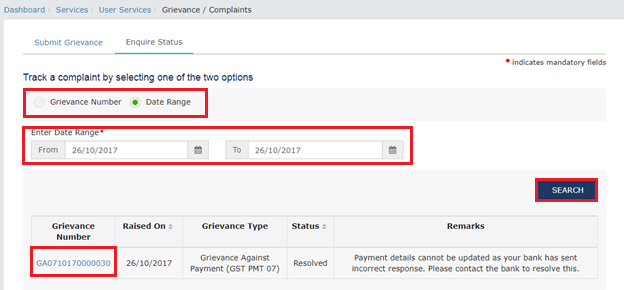 Step 6A- Filing GST Payment Related Grievances