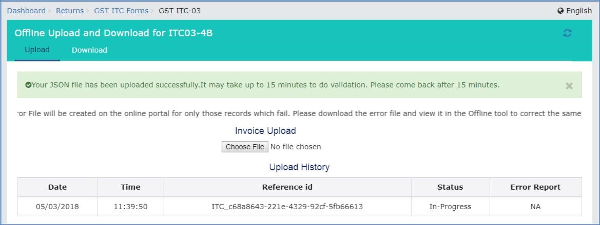 Step 7- Offline Filing of Form GST ITC-03