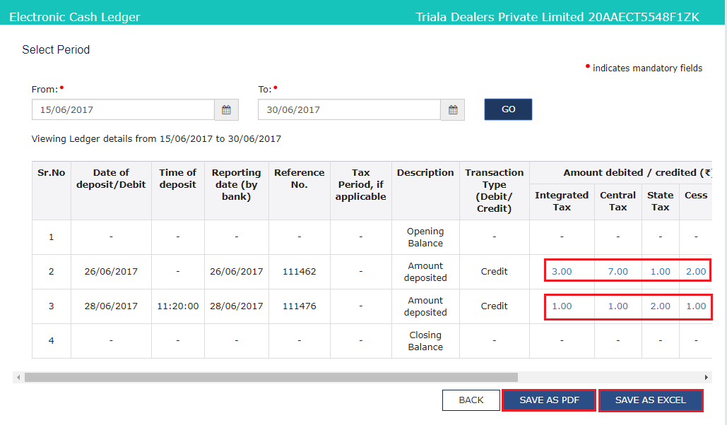 Step 8-GST Electronic Cash Ledger