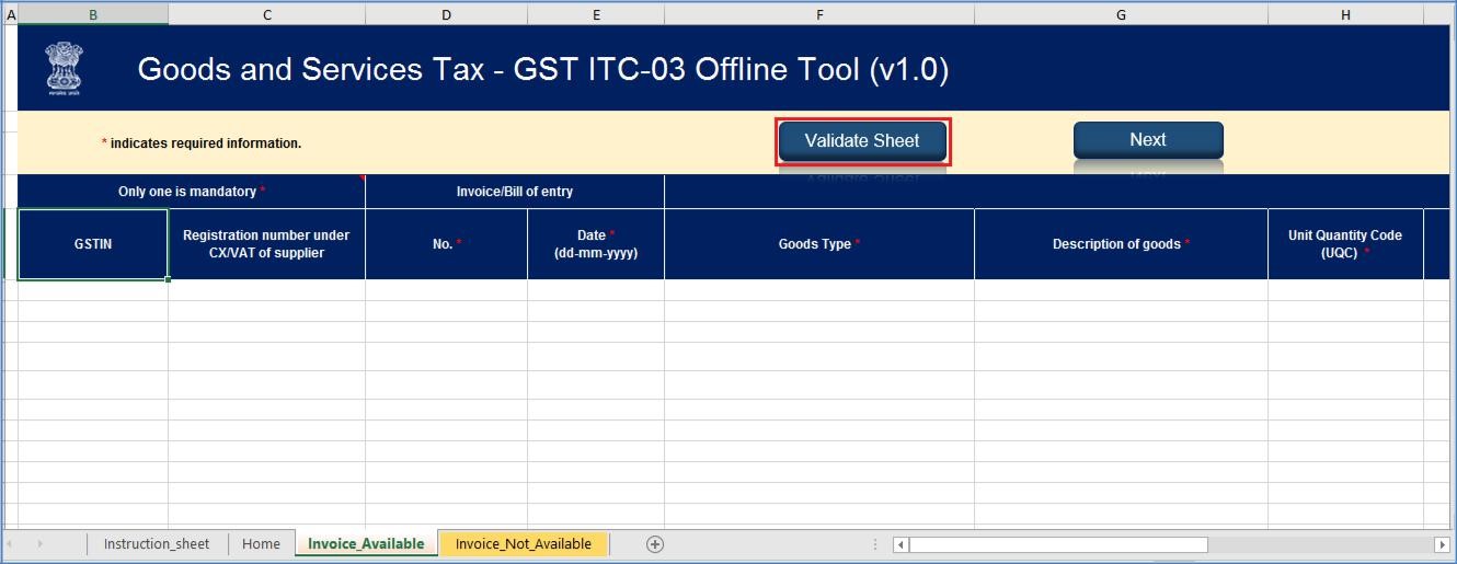 Step 8- Offline Filing of Form GST ITC-03