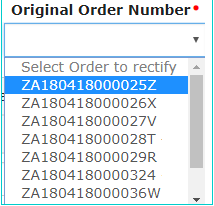 original order number