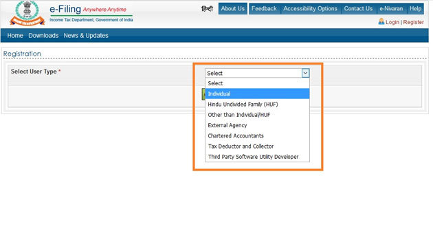 Step 4- Income Tax e-Filing Registration