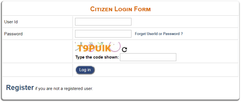 Citizens Login Form