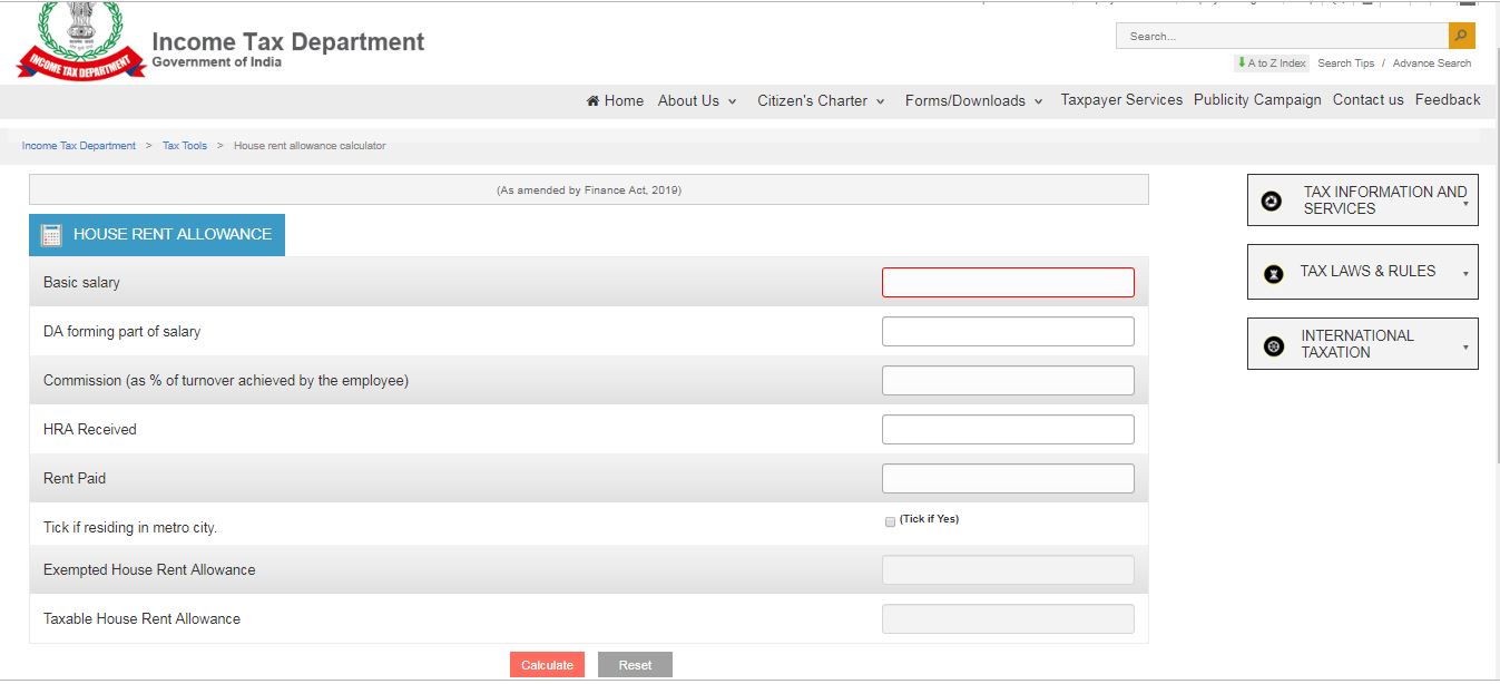 Material Requirement Form Hra Exemption Calculator 201920