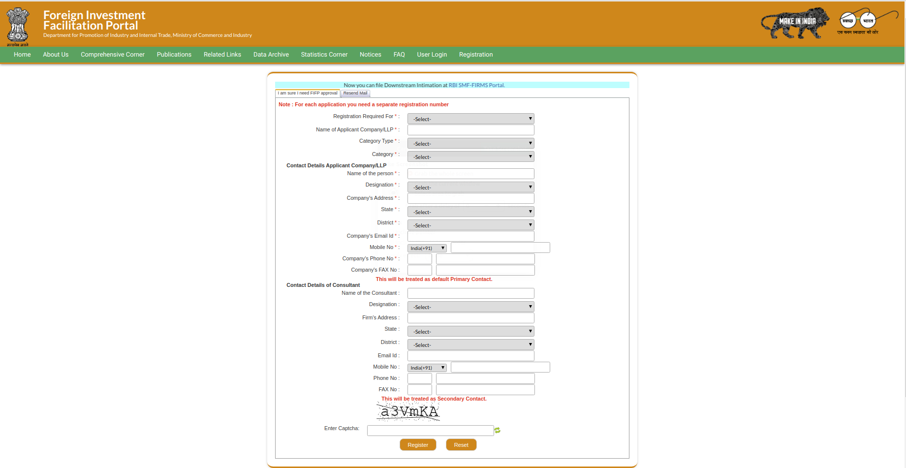 FIFP registration page