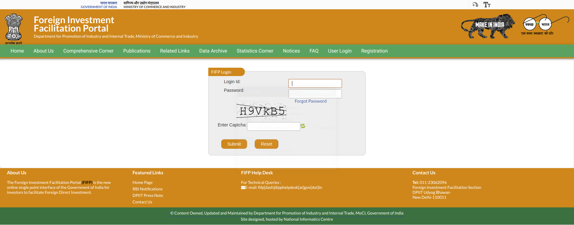 FIFP registered login page