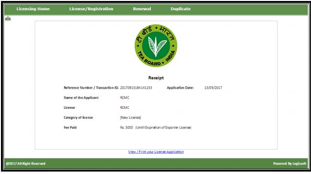 Tea-Board-India - RCMC-Print-Receipt