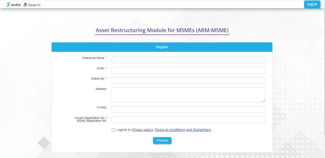 Asset Restructuring Module for MSME (ARM-MSME) - User Registration