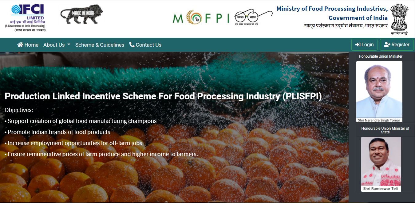 Guidelines on PLI scheme for Food Processing Industry - Homepage