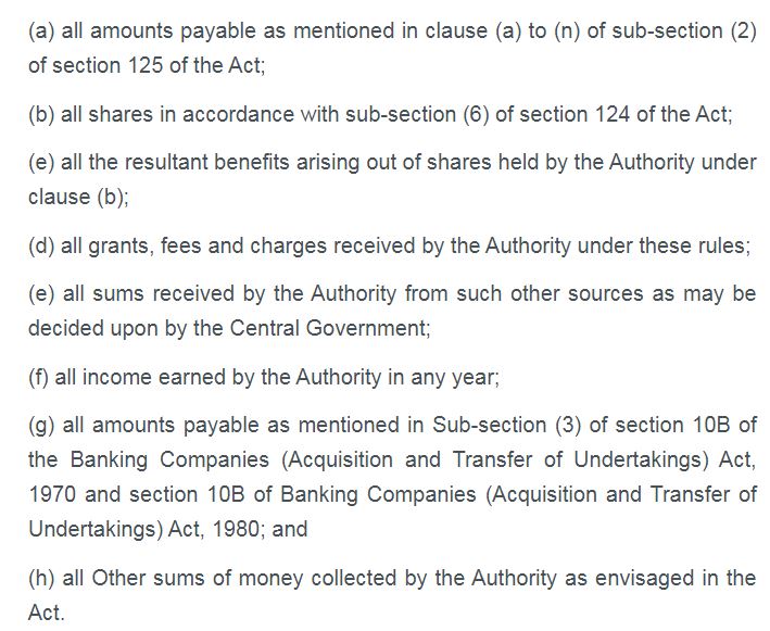 IEPF Amendment Rules, 2021 - Existing list of amounts which shall be credited