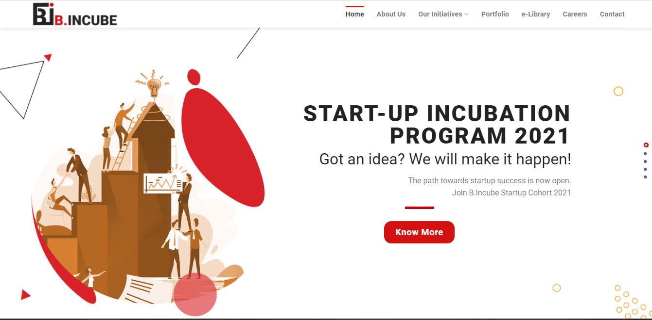 Start-up Incubation Program 2021 - B. Incube Homepage