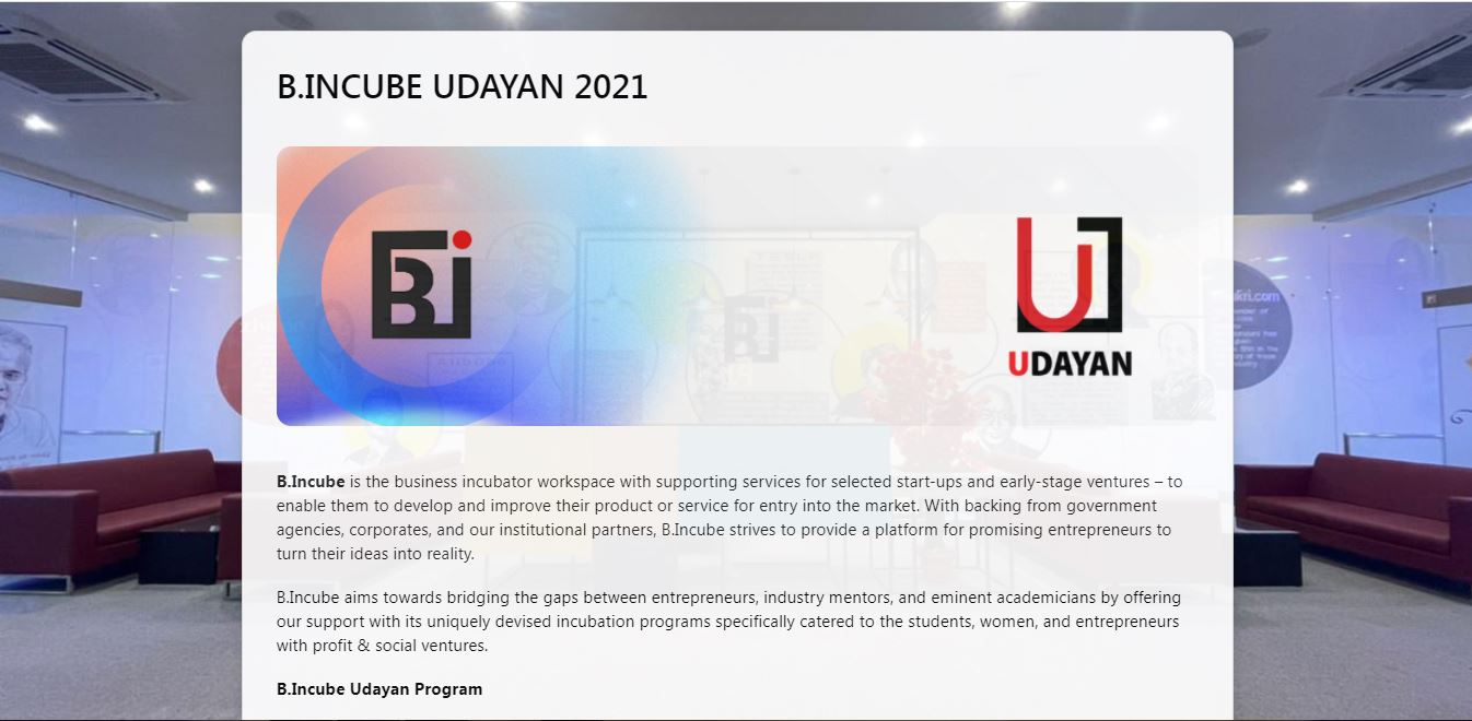 Start-up Incubation Program 2021 - B. Incube Udayan Application