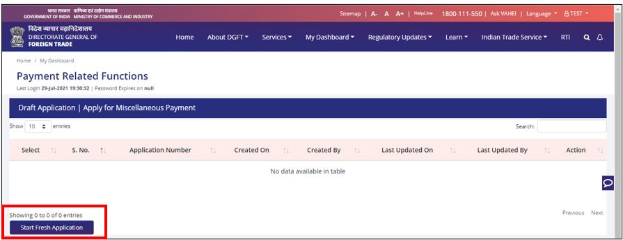 Miscellaneous Payments in DGFT System - DGFT 3